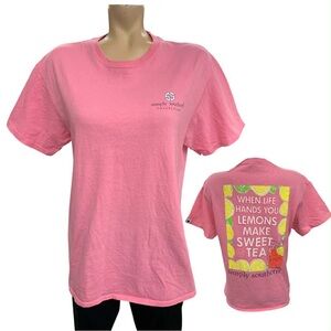 Simply Southern Pink T-Shirt with Lemon Graphic Size M